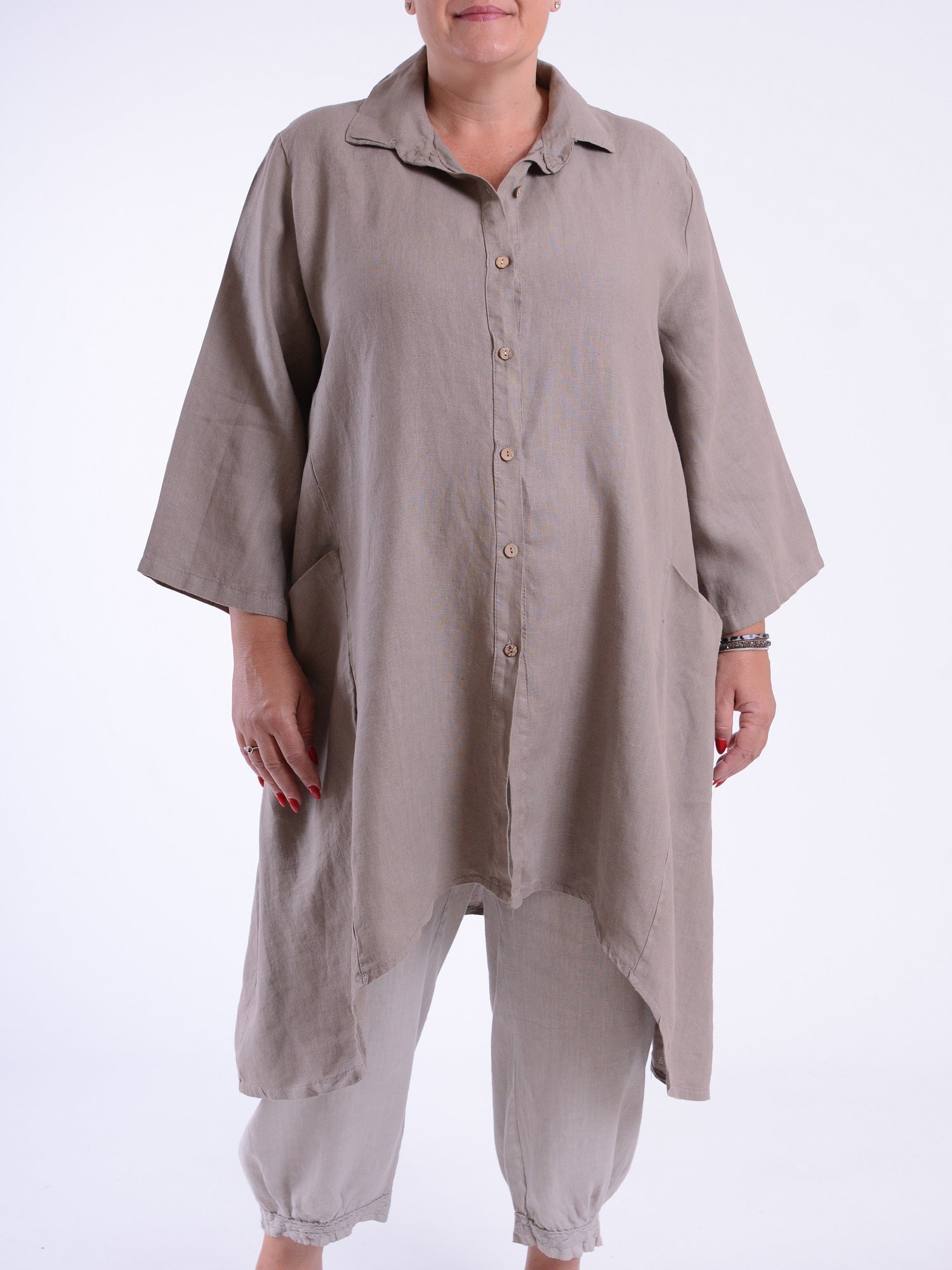 Plus Size Lagenlook Heavy Linen Shirt Dress - 9445, Tops & Shirts, Pure Plus Clothing, Lagenlook Clothing, Plus Size Fashion, Over 50 Fashion