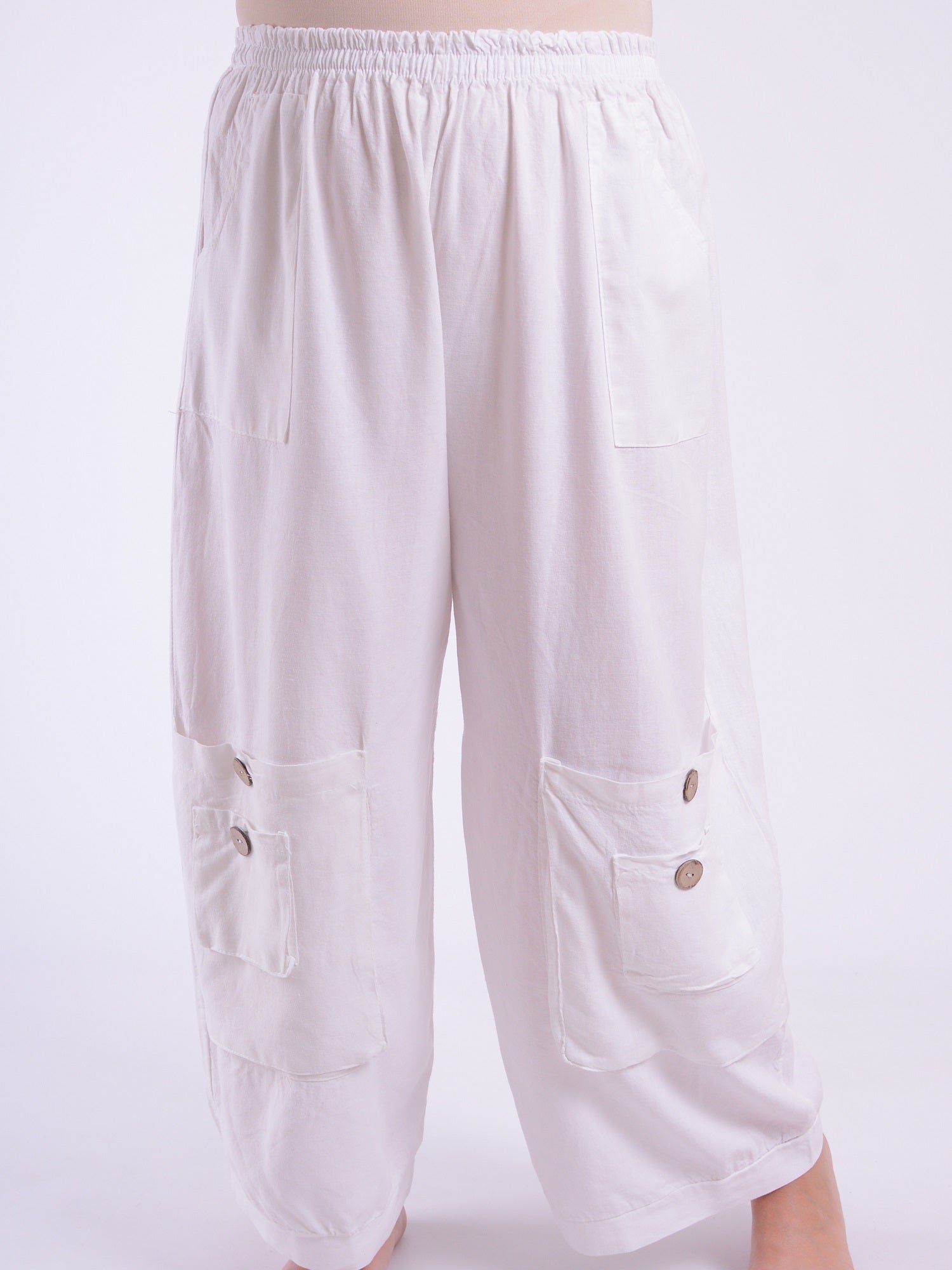 Linen Trousers with button pockets - 10034, Trousers, Pure Plus Clothing, Lagenlook Clothing, Plus Size Fashion, Over 50 Fashion