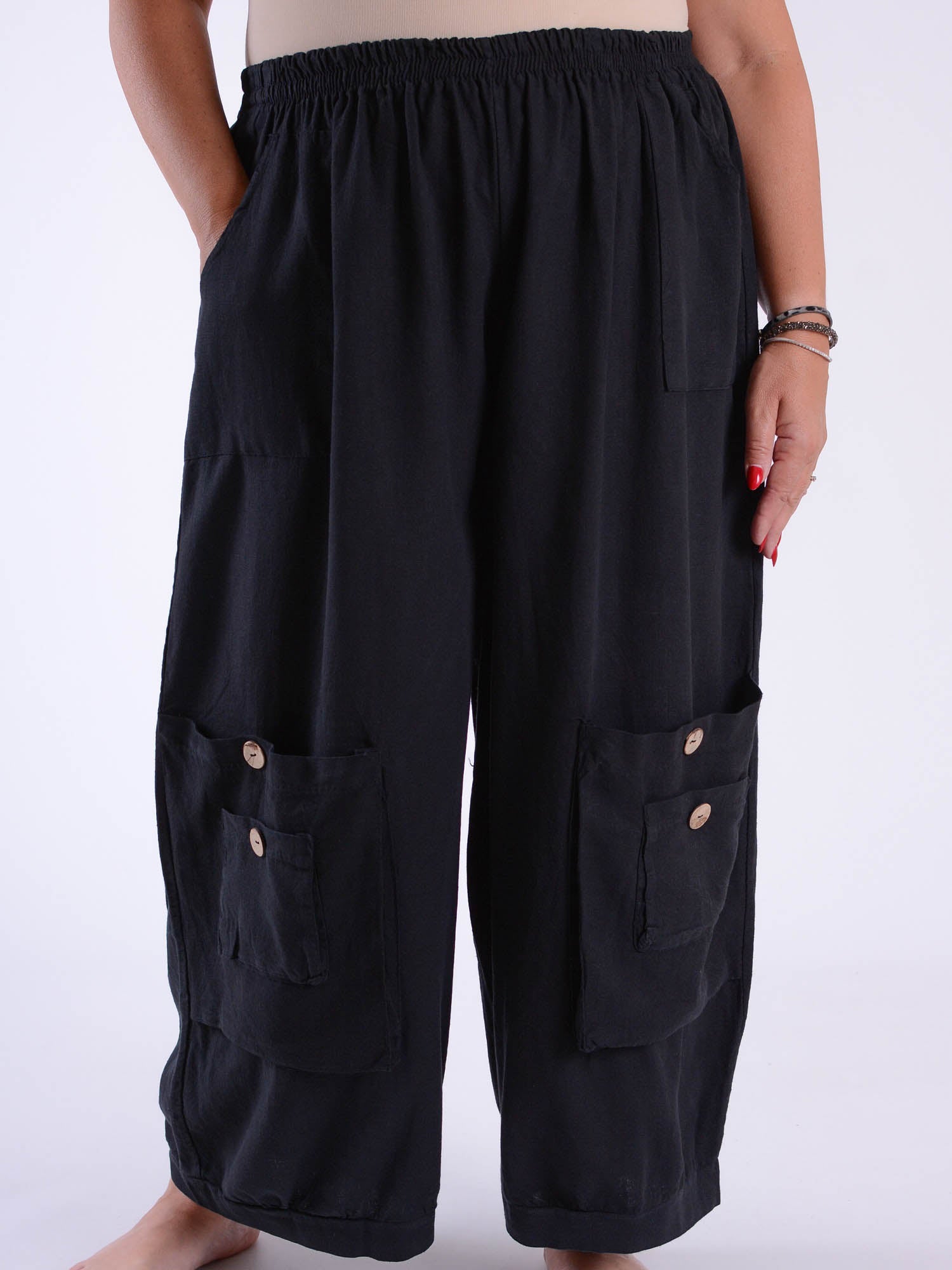 Linen Trousers with button pockets - 10034, Trousers, Pure Plus Clothing, Lagenlook Clothing, Plus Size Fashion, Over 50 Fashion