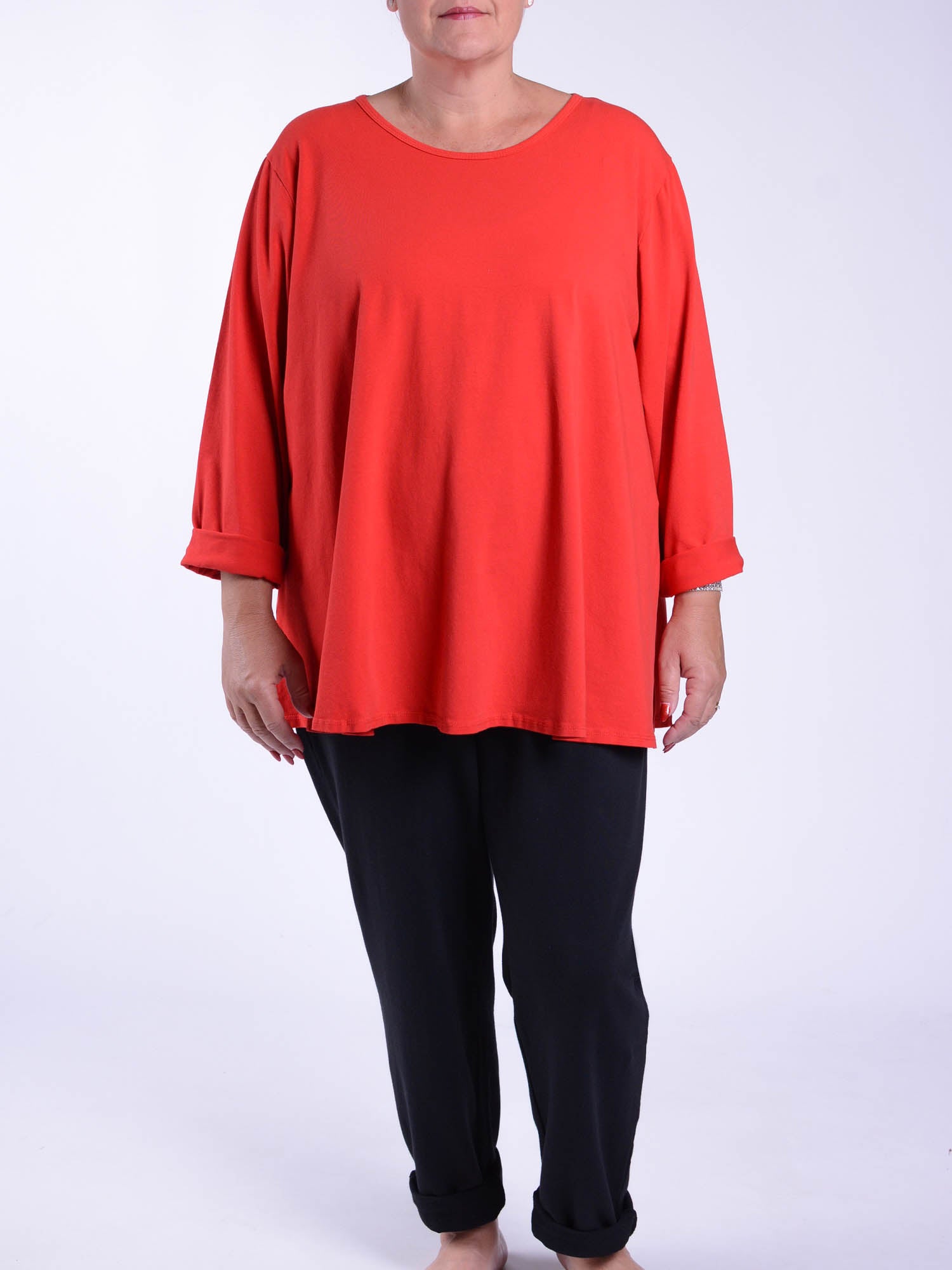 Cotton Swing Top - Round Neck 20516 LONG SLEEVE, Tops & Shirts, Pure Plus Clothing, Lagenlook Clothing, Plus Size Fashion, Over 50 Fashion