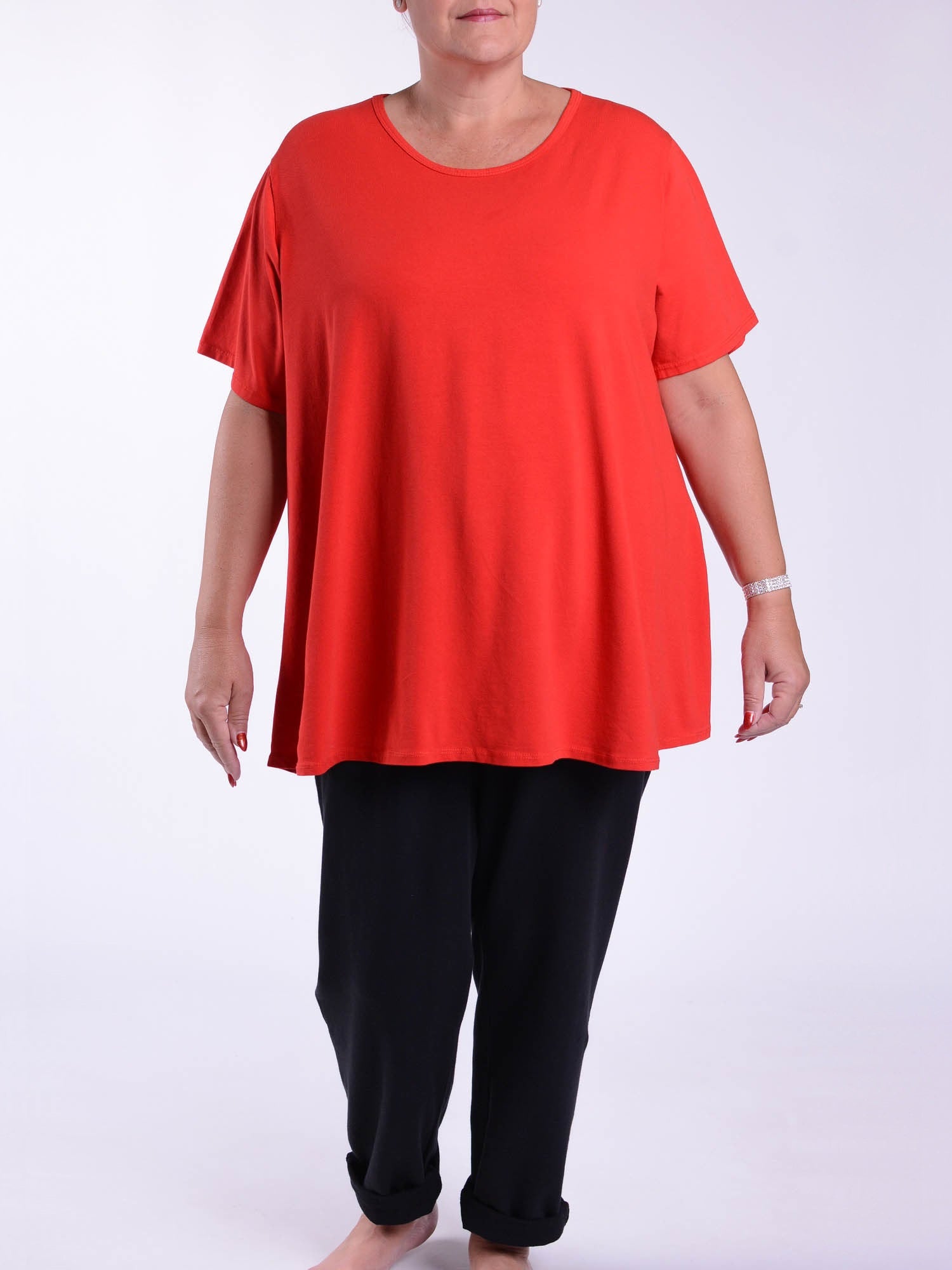 Basic Cotton Swing T Shirt - Round Neck 10516, Tops & Shirts, Pure Plus Clothing, Lagenlook Clothing, Plus Size Fashion, Over 50 Fashion