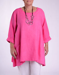 Lagenlook Heavy Linen Quirky Tunic - 9415, Tops & Shirts, Pure Plus Clothing, Lagenlook Clothing, Plus Size Fashion, Over 50 Fashion