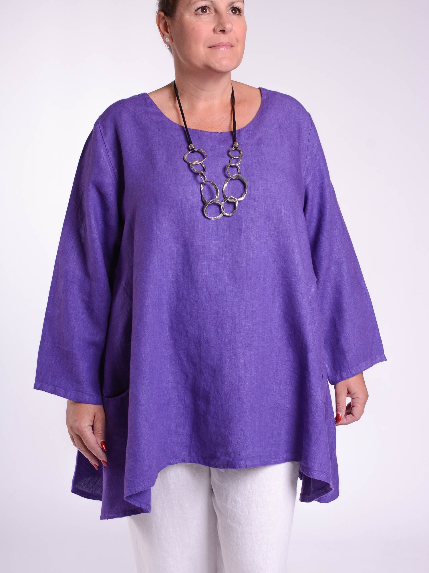 Lagenlook Heavy Linen Quirky Tunic - 9415, Tops & Shirts, Pure Plus Clothing, Lagenlook Clothing, Plus Size Fashion, Over 50 Fashion
