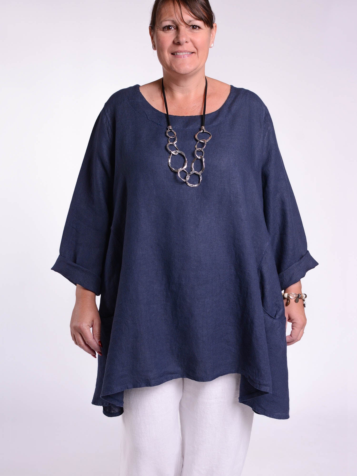 Lagenlook Heavy Linen Quirky Tunic - 9415, Tops & Shirts, Pure Plus Clothing, Lagenlook Clothing, Plus Size Fashion, Over 50 Fashion