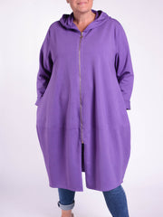 OCTAVIA - Long Cotton Hooded Zip up Jacket - 9821 - Pure Plus Clothing