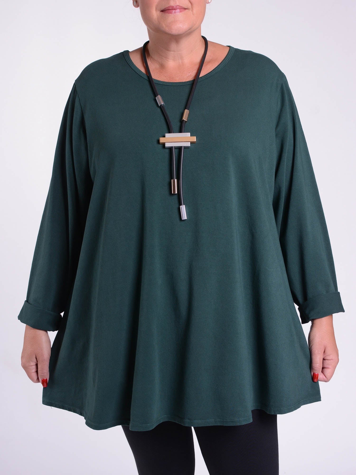 Cotton Swing Top - Round Neck 20516 LONG SLEEVE, Tops & Shirts, Pure Plus Clothing, Lagenlook Clothing, Plus Size Fashion, Over 50 Fashion
