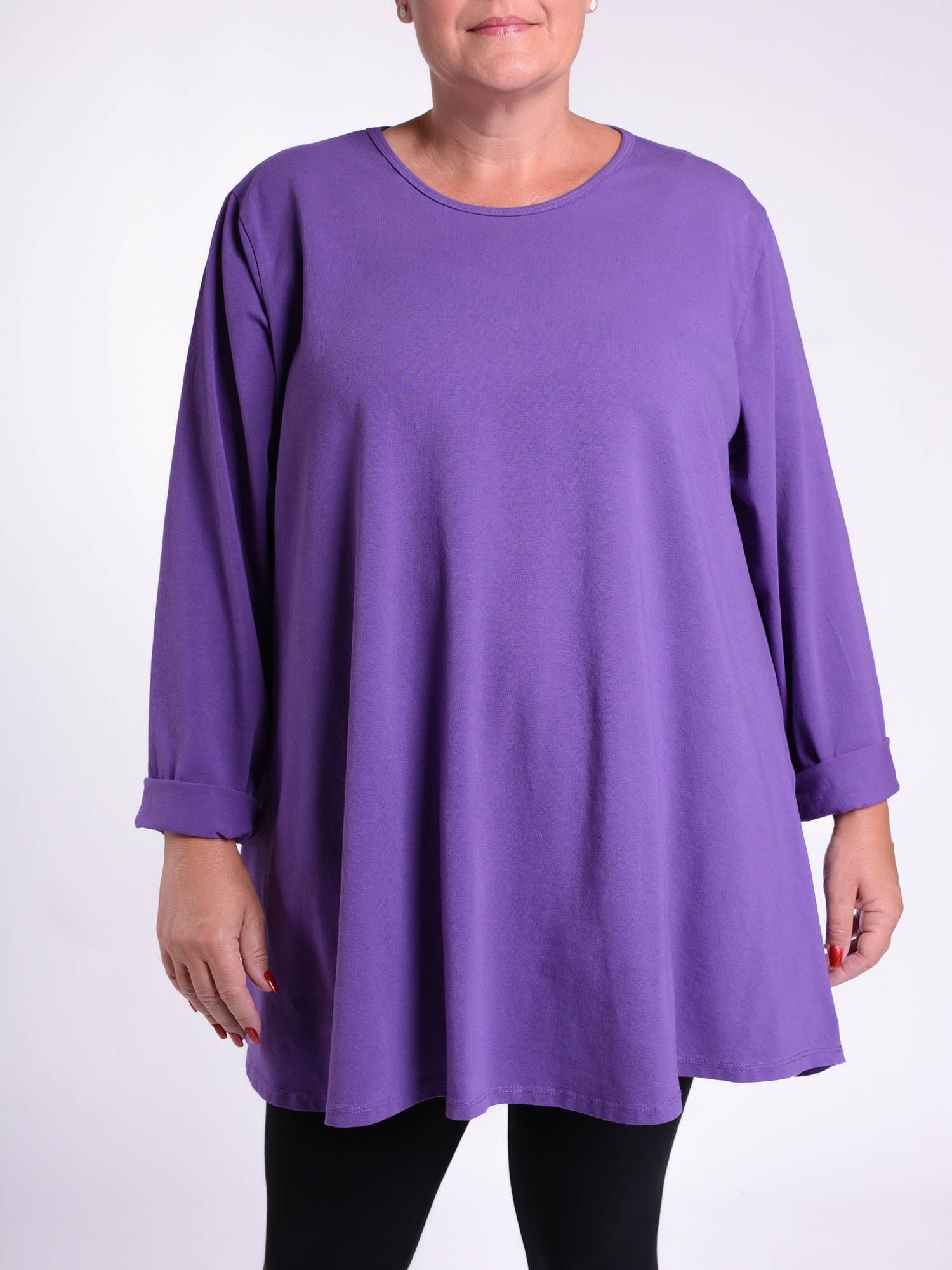 Cotton Swing Top - Round Neck 20516 LONG SLEEVE, Tops & Shirts, Pure Plus Clothing, Lagenlook Clothing, Plus Size Fashion, Over 50 Fashion