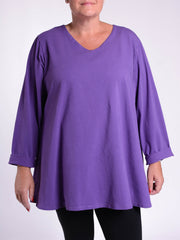 Cotton Swing Top - V Neck 20520 LONG SLEEVE, Tops & Shirts, Pure Plus Clothing, Lagenlook Clothing, Plus Size Fashion, Over 50 Fashion