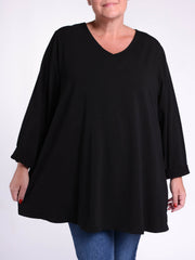 Cotton Swing Top - V Neck 20520 LONG SLEEVE, Tops & Shirts, Pure Plus Clothing, Lagenlook Clothing, Plus Size Fashion, Over 50 Fashion