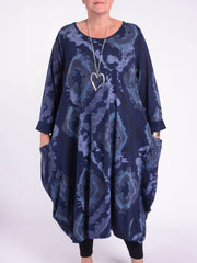Lagenlook Parachute Dress With Pockets Cotton - 9215 Patterned, Dresses, Pure Plus Clothing, Lagenlook Clothing, Plus Size Fashion, Over 50 Fashion