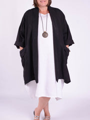 Lagenlook Open Linen Jacket - 10844, Coats & Jackets, Pure Plus Clothing, Lagenlook Clothing, Plus Size Fashion, Over 50 Fashion