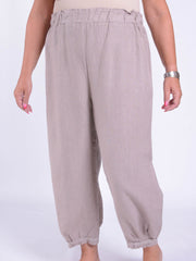 Lace Trim Linen Trousers - 9466, Trousers, Pure Plus Clothing, Lagenlook Clothing, Plus Size Fashion, Over 50 Fashion