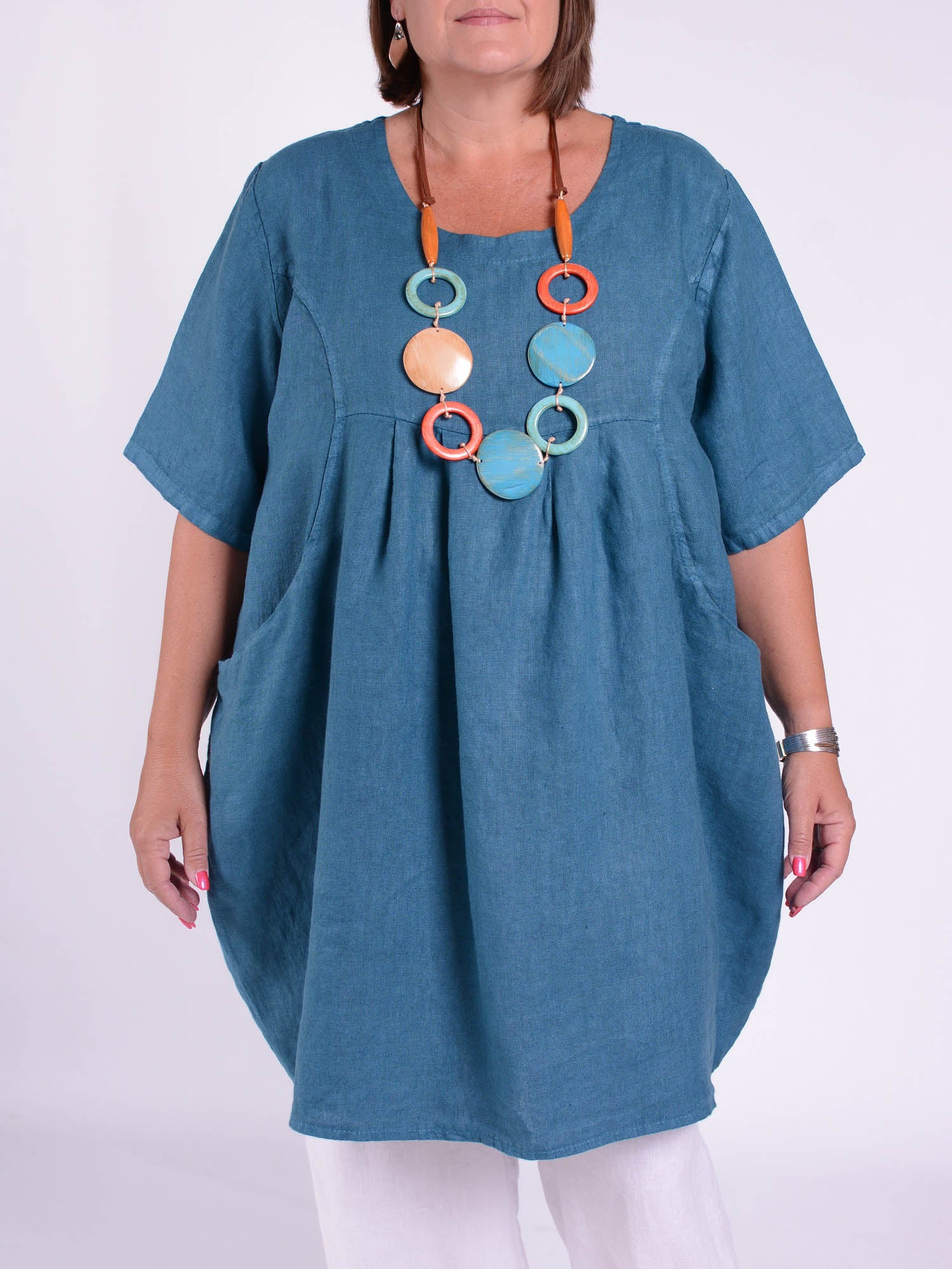 Heavy Linen Quirky Tunic Short Sleeve - 9457, Tops & Shirts, Pure Plus Clothing, Lagenlook Clothing, Plus Size Fashion, Over 50 Fashion