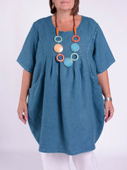 Heavy Linen Quirky Tunic Short Sleeve - 9457, Tops & Shirts, Pure Plus Clothing, Lagenlook Clothing, Plus Size Fashion, Over 50 Fashion