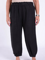 Lace Trim Linen Trousers - 9466, Trousers, Pure Plus Clothing, Lagenlook Clothing, Plus Size Fashion, Over 50 Fashion