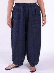 Plus Size Lagenlook Heavy Linen Deep Pocket Trousers - 9461, Trousers, Pure Plus Clothing, Lagenlook Clothing, Plus Size Fashion, Over 50 Fashion