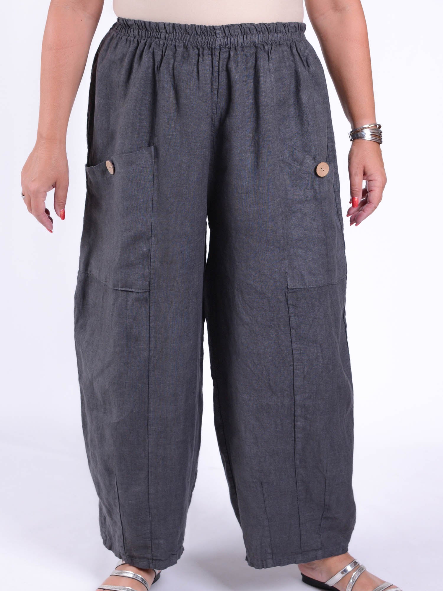 Plus Size Lagenlook Heavy Linen Deep Pocket Trousers - 9461, Trousers, Pure Plus Clothing, Lagenlook Clothing, Plus Size Fashion, Over 50 Fashion