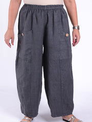 Plus Size Lagenlook Heavy Linen Deep Pocket Trousers - 9461, Trousers, Pure Plus Clothing, Lagenlook Clothing, Plus Size Fashion, Over 50 Fashion