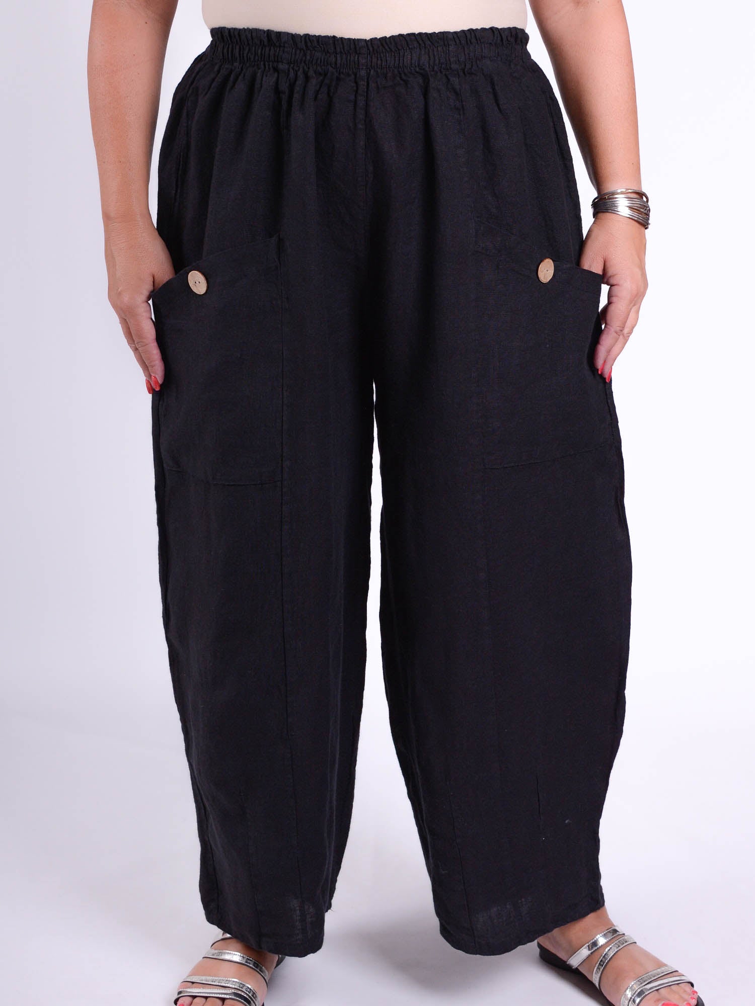 Plus Size Lagenlook Heavy Linen Deep Pocket Trousers - 9461, Trousers, Pure Plus Clothing, Lagenlook Clothing, Plus Size Fashion, Over 50 Fashion