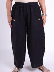 Plus Size Lagenlook Heavy Linen Deep Pocket Trousers - 9461, Trousers, Pure Plus Clothing, Lagenlook Clothing, Plus Size Fashion, Over 50 Fashion