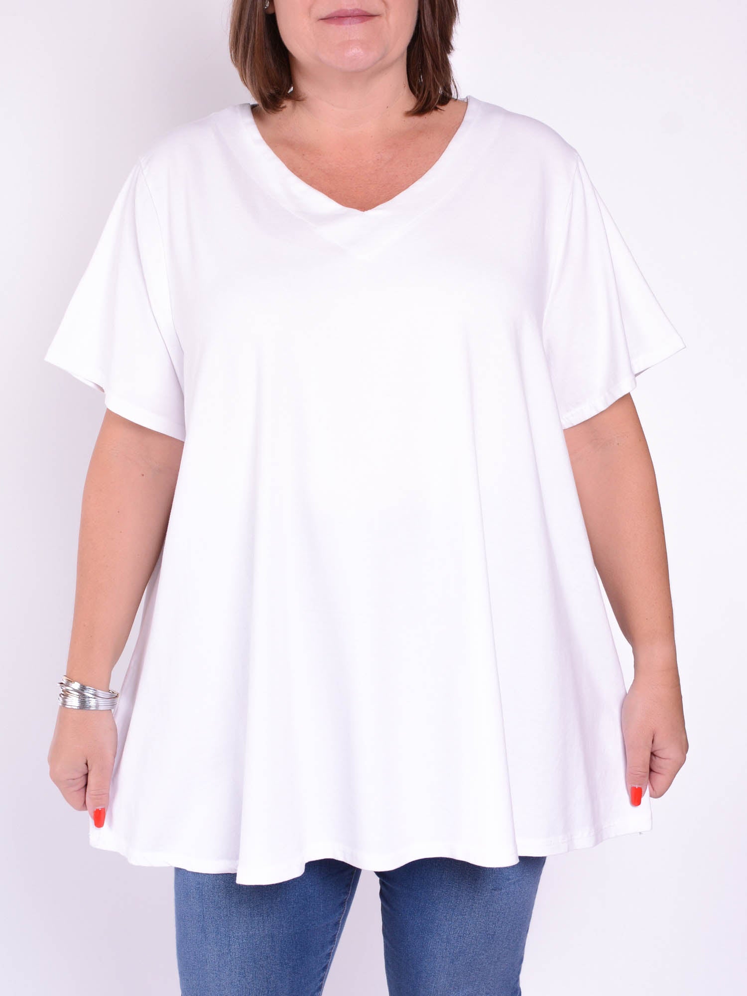 Basic Cotton Swing T Shirt - V Neck 10520, Tops & Shirts, Pure Plus Clothing, Lagenlook Clothing, Plus Size Fashion, Over 50 Fashion