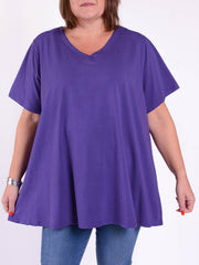 Basic Cotton Swing T Shirt - V Neck 10520, Tops & Shirts, Pure Plus Clothing, Lagenlook Clothing, Plus Size Fashion, Over 50 Fashion