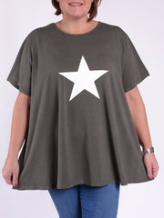 Cotton Short Sleeve Swing T Shirt - 10516 STAR, Tops & Shirts, Pure Plus Clothing, Lagenlook Clothing, Plus Size Fashion, Over 50 Fashion