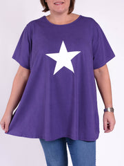 Cotton Short Sleeve Swing T Shirt - 10516 STAR, Tops & Shirts, Pure Plus Clothing, Lagenlook Clothing, Plus Size Fashion, Over 50 Fashion