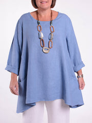 Lagenlook Heavy Linen Quirky Tunic - 9415, Tops & Shirts, Pure Plus Clothing, Lagenlook Clothing, Plus Size Fashion, Over 50 Fashion
