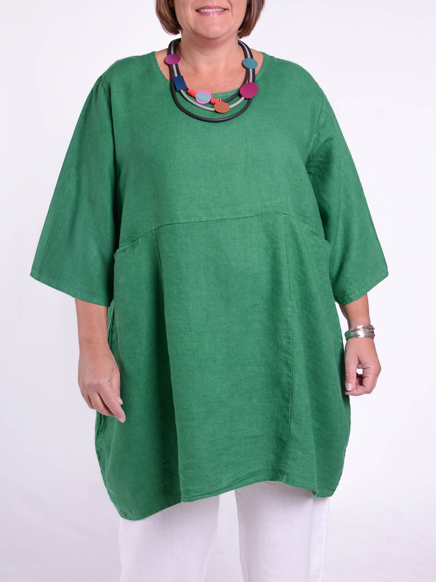 Heavy Linen Quirky Tunic - 9479, Tops & Shirts, Pure Plus Clothing, Lagenlook Clothing, Plus Size Fashion, Over 50 Fashion