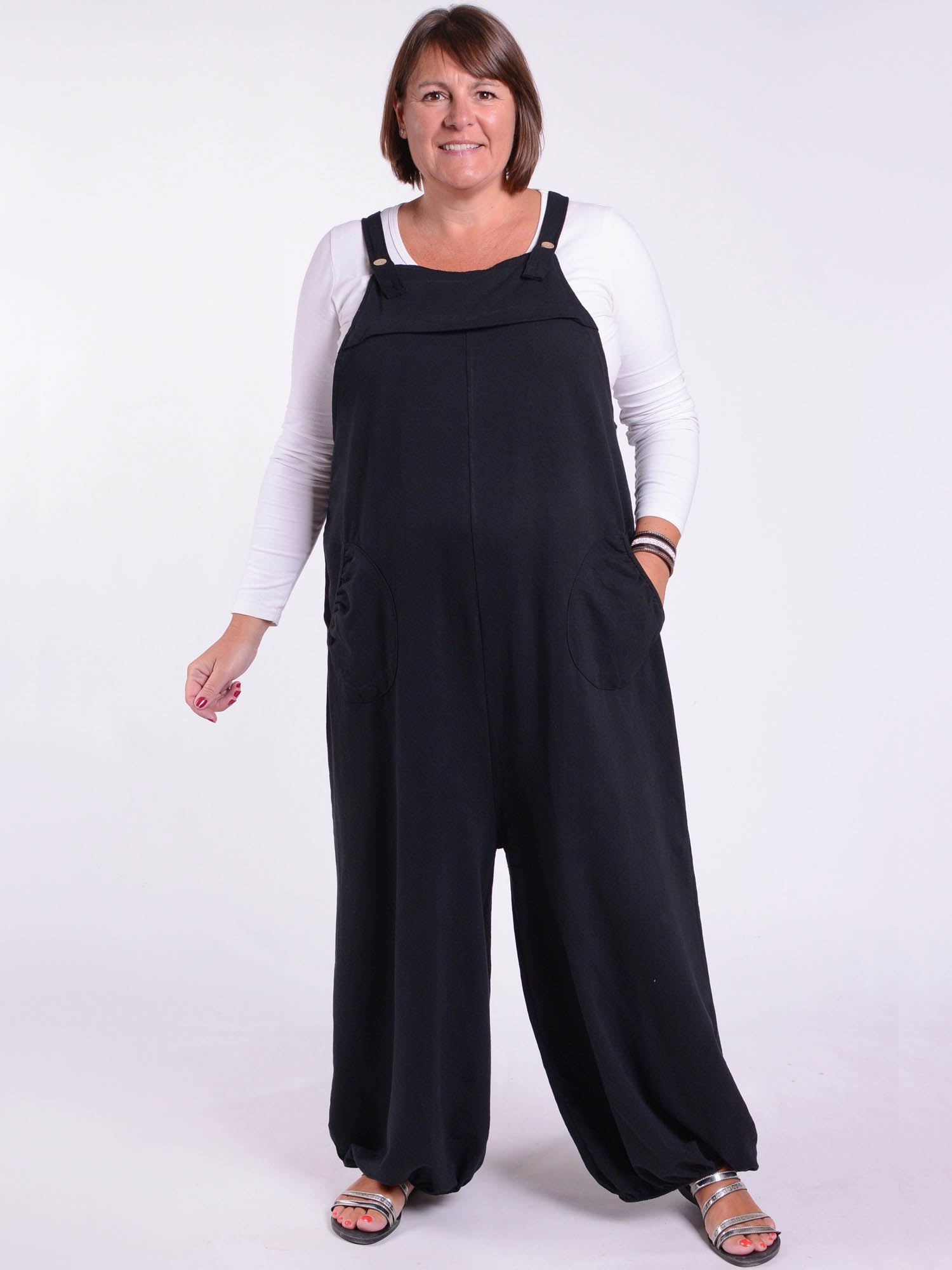 Lagenlook Cotton Dungarees - 8334, Trousers, Pure Plus Clothing, Lagenlook Clothing, Plus Size Fashion, Over 50 Fashion