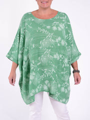 Lagenlook Oversized Cotton Tunic - 10077 FLORAL, Tops & Shirts, Pure Plus Clothing, Lagenlook Clothing, Plus Size Fashion, Over 50 Fashion