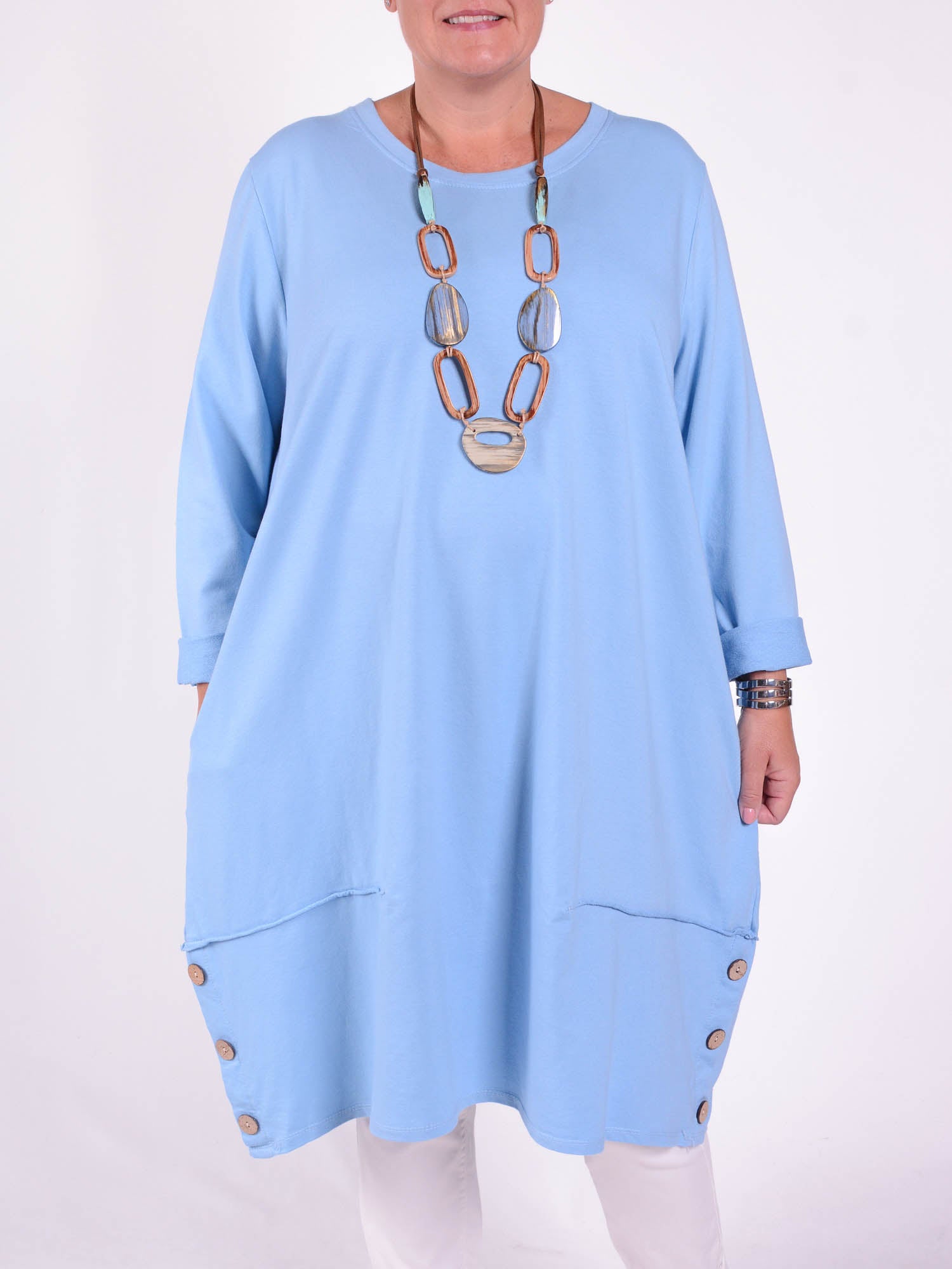 Lagenlook Buttoned Hem Dress - 10667, Dresses, Pure Plus Clothing, Lagenlook Clothing, Plus Size Fashion, Over 50 Fashion