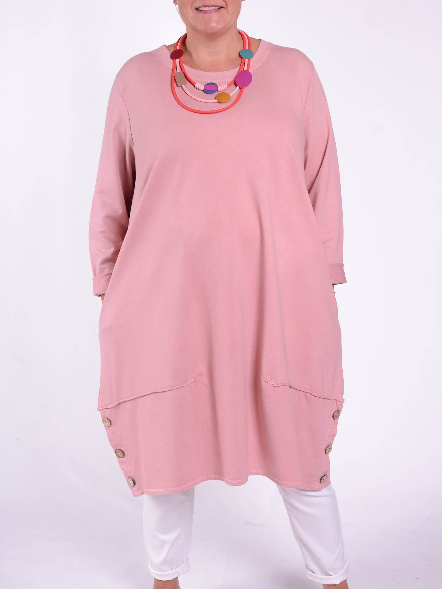 Lagenlook Buttoned Hem Dress - 10667, Dresses, Pure Plus Clothing, Lagenlook Clothing, Plus Size Fashion, Over 50 Fashion