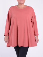 Cotton Swing Top - Round Neck 20516 LONG SLEEVE, Tops & Shirts, Pure Plus Clothing, Lagenlook Clothing, Plus Size Fashion, Over 50 Fashion