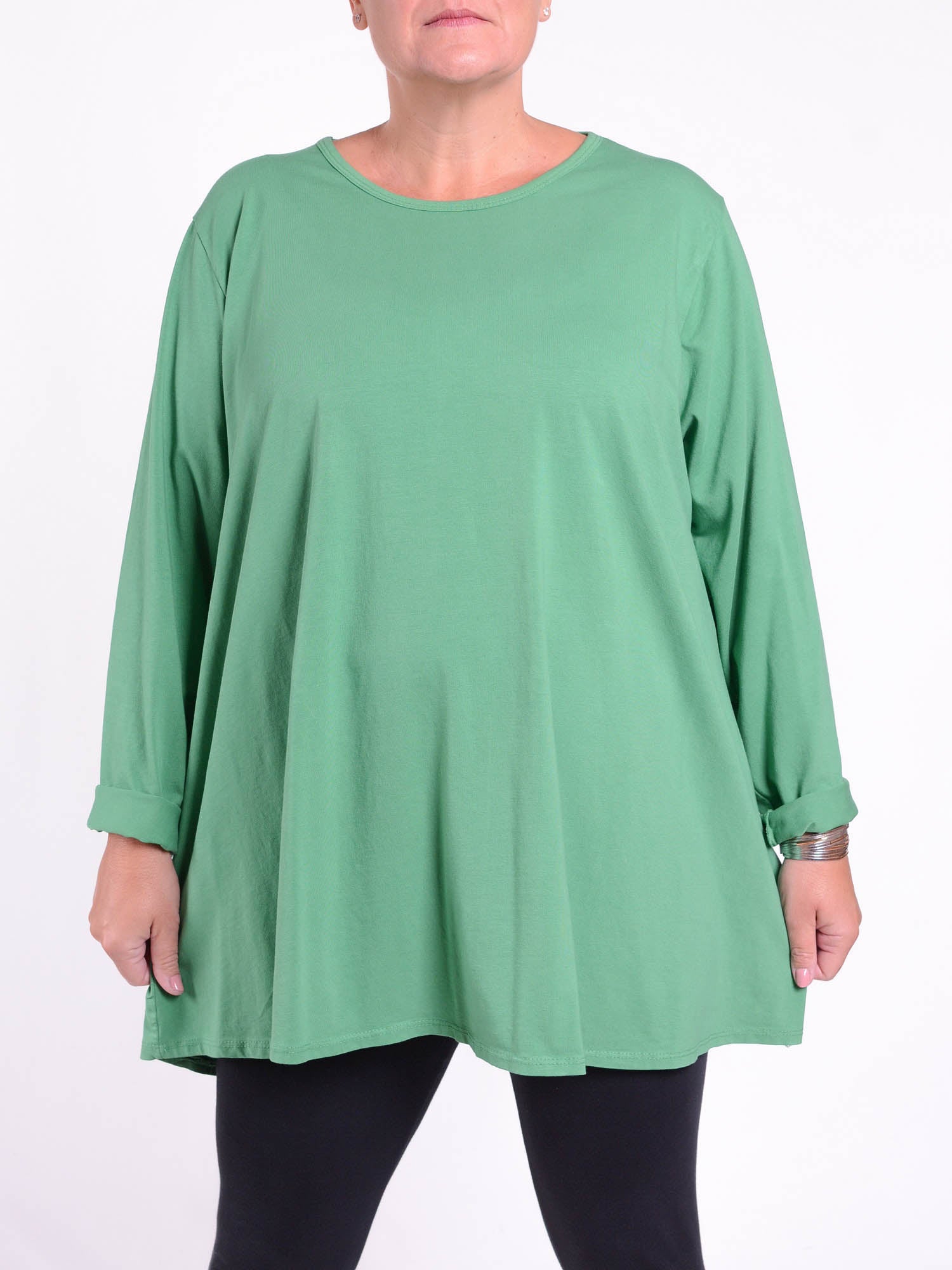 Cotton Swing Top - Round Neck 20516 LONG SLEEVE, Tops & Shirts, Pure Plus Clothing, Lagenlook Clothing, Plus Size Fashion, Over 50 Fashion