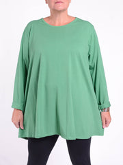 Cotton Swing Top - Round Neck 20516 LONG SLEEVE, Tops & Shirts, Pure Plus Clothing, Lagenlook Clothing, Plus Size Fashion, Over 50 Fashion