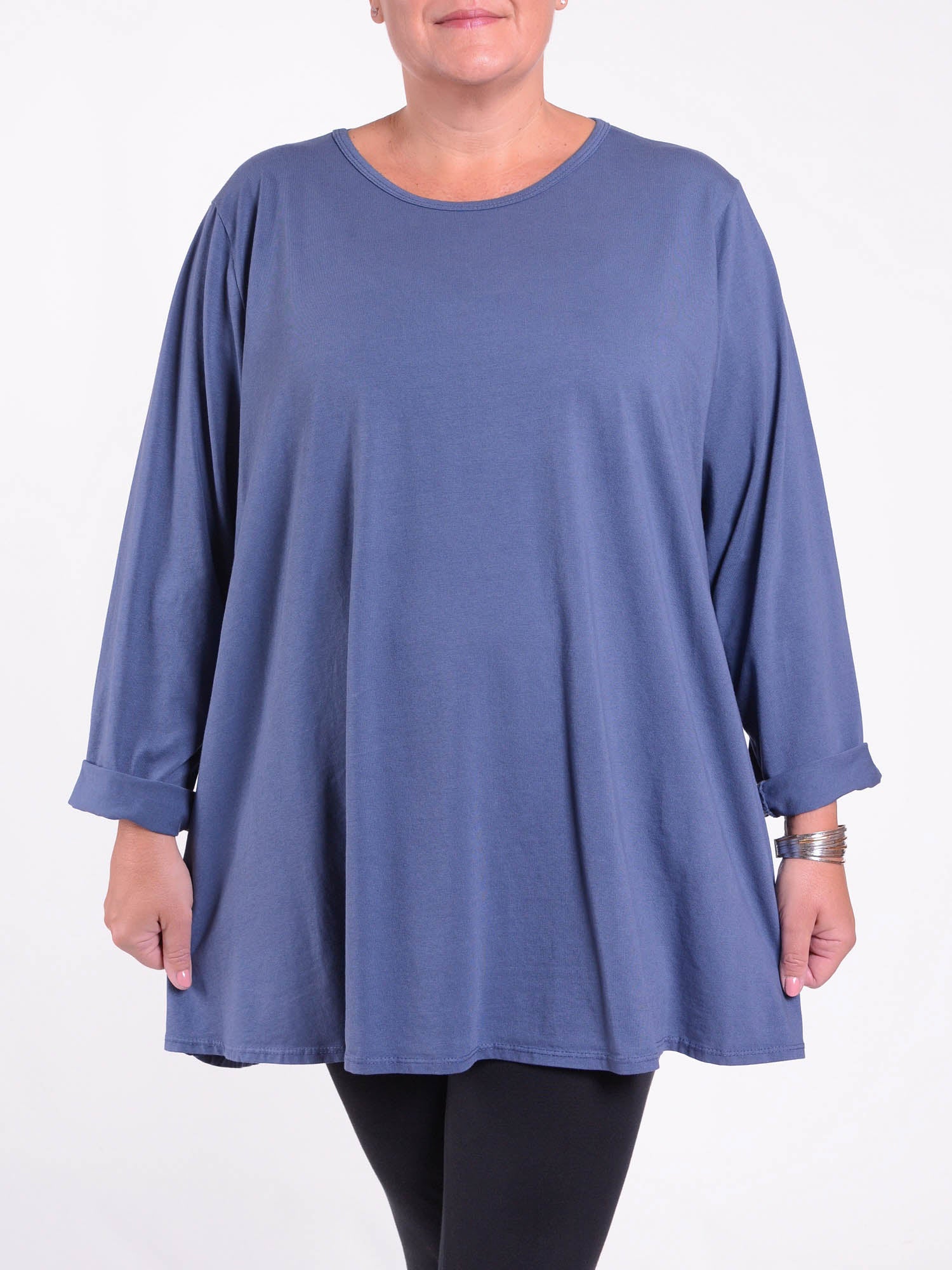 Cotton Swing Top - Round Neck 20516 LONG SLEEVE, Tops & Shirts, Pure Plus Clothing, Lagenlook Clothing, Plus Size Fashion, Over 50 Fashion