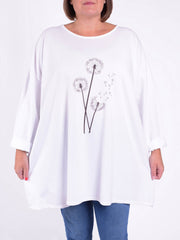 Oversized Sweathsirt - Dandelion Print - 9482, Tops & Shirts, Pure Plus Clothing, Lagenlook Clothing, Plus Size Fashion, Over 50 Fashion