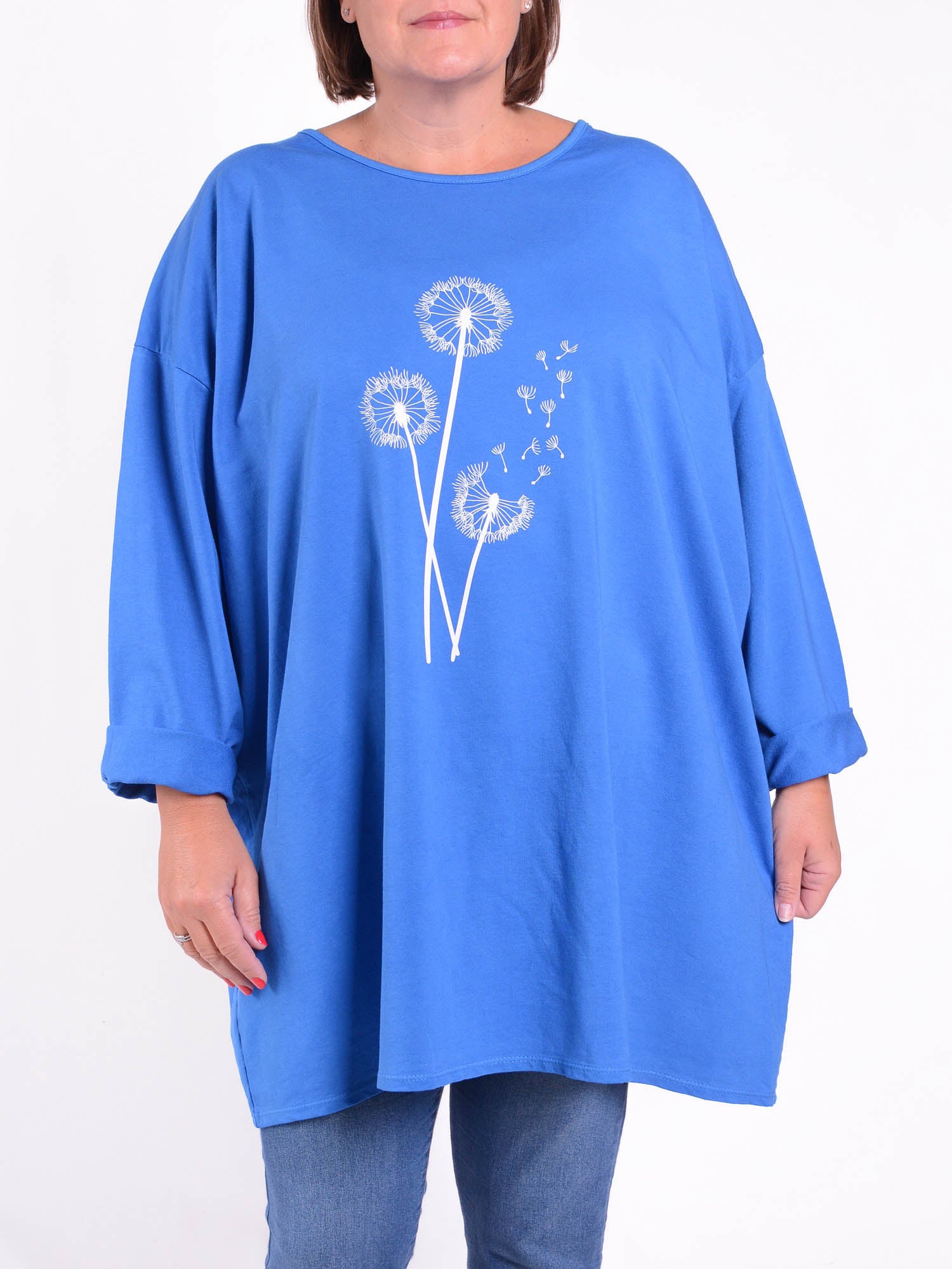 Oversized Sweathsirt - Dandelion Print - 9482, Tops & Shirts, Pure Plus Clothing, Lagenlook Clothing, Plus Size Fashion, Over 50 Fashion