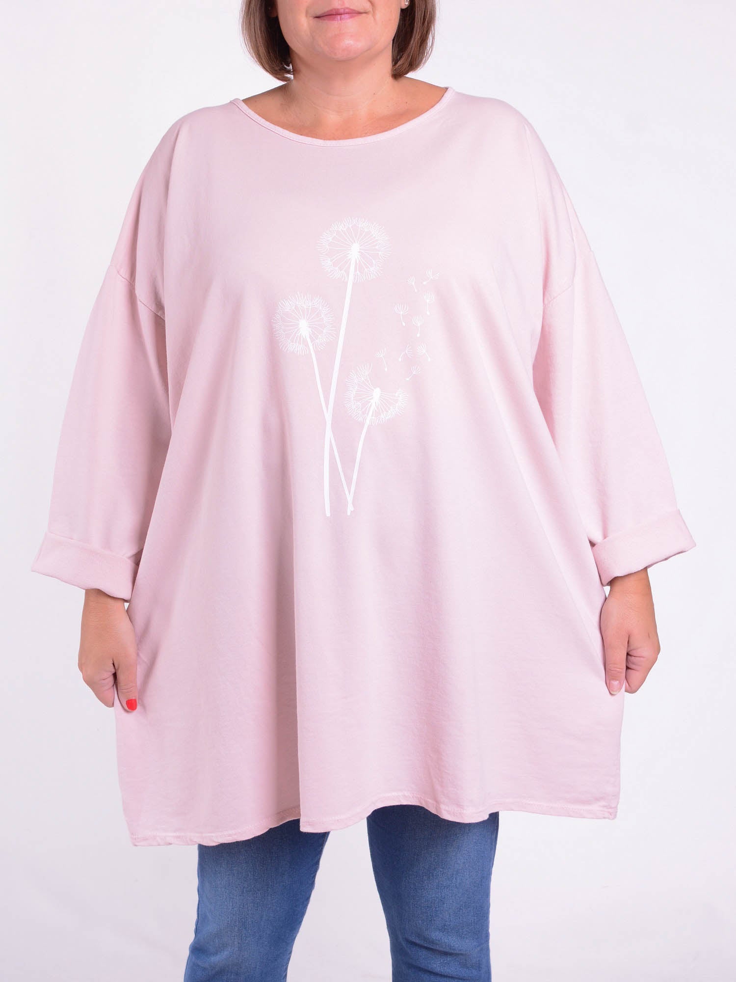 Oversized Sweathsirt - Dandelion Print - 9482, Tops & Shirts, Pure Plus Clothing, Lagenlook Clothing, Plus Size Fashion, Over 50 Fashion