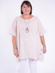 Lagenlook Stripe Cotton Button Tunic - 11684, , Pure Plus Clothing, Lagenlook Clothing, Plus Size Fashion, Over 50 Fashion