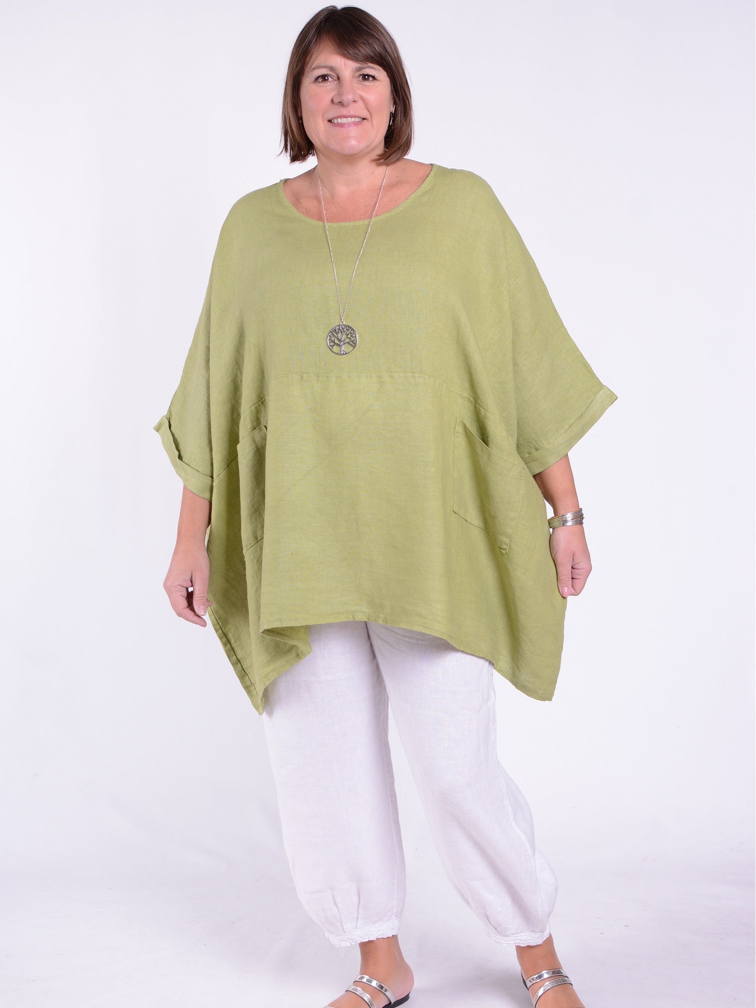 Lagenlook Oversized Linen Tunic -10077 LINEN, , Pure Plus Clothing, Lagenlook Clothing, Plus Size Fashion, Over 50 Fashion