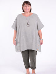 Lagenlook Stripe Cotton Button Tunic - 11684, , Pure Plus Clothing, Lagenlook Clothing, Plus Size Fashion, Over 50 Fashion