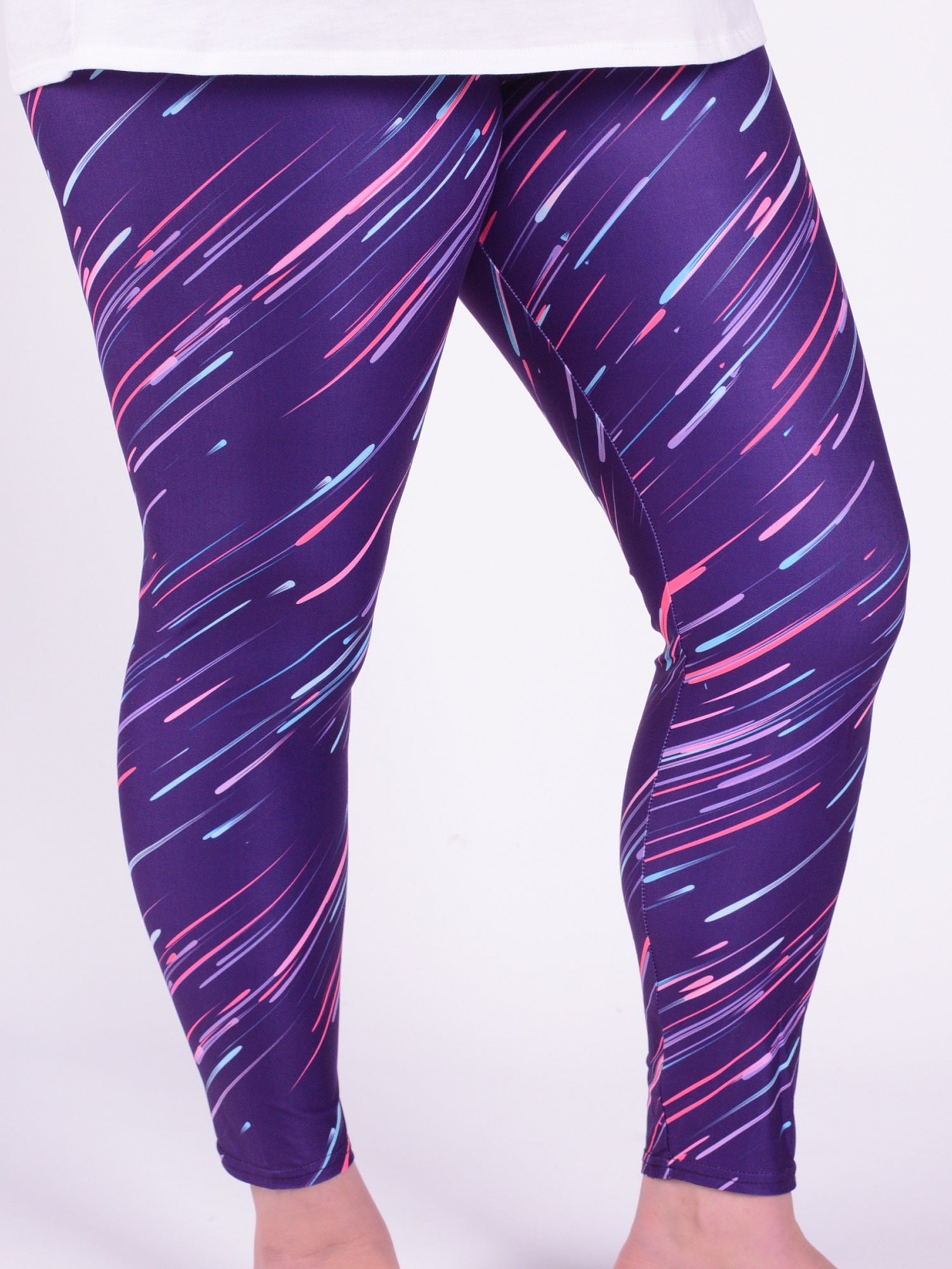 Leggings  - Purple Dash - L56, Trousers, Pure Plus Clothing, Lagenlook Clothing, Plus Size Fashion, Over 50 Fashion