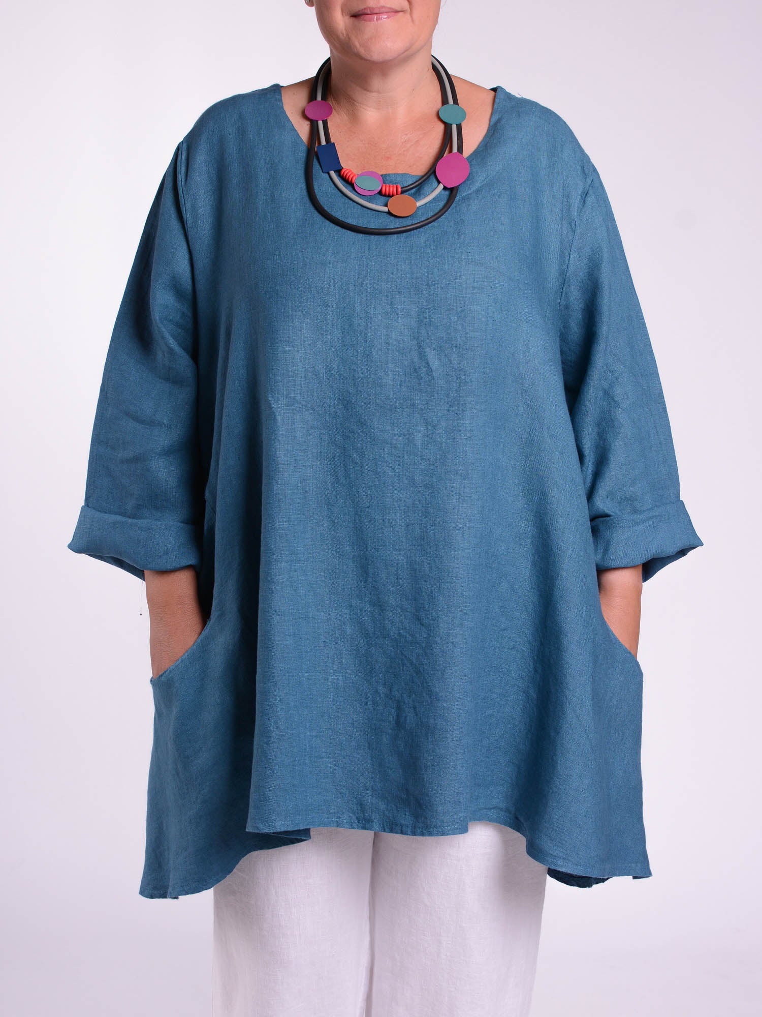 Lagenlook Heavy Linen Quirky Tunic - 9415, Tops & Shirts, Pure Plus Clothing, Lagenlook Clothing, Plus Size Fashion, Over 50 Fashion